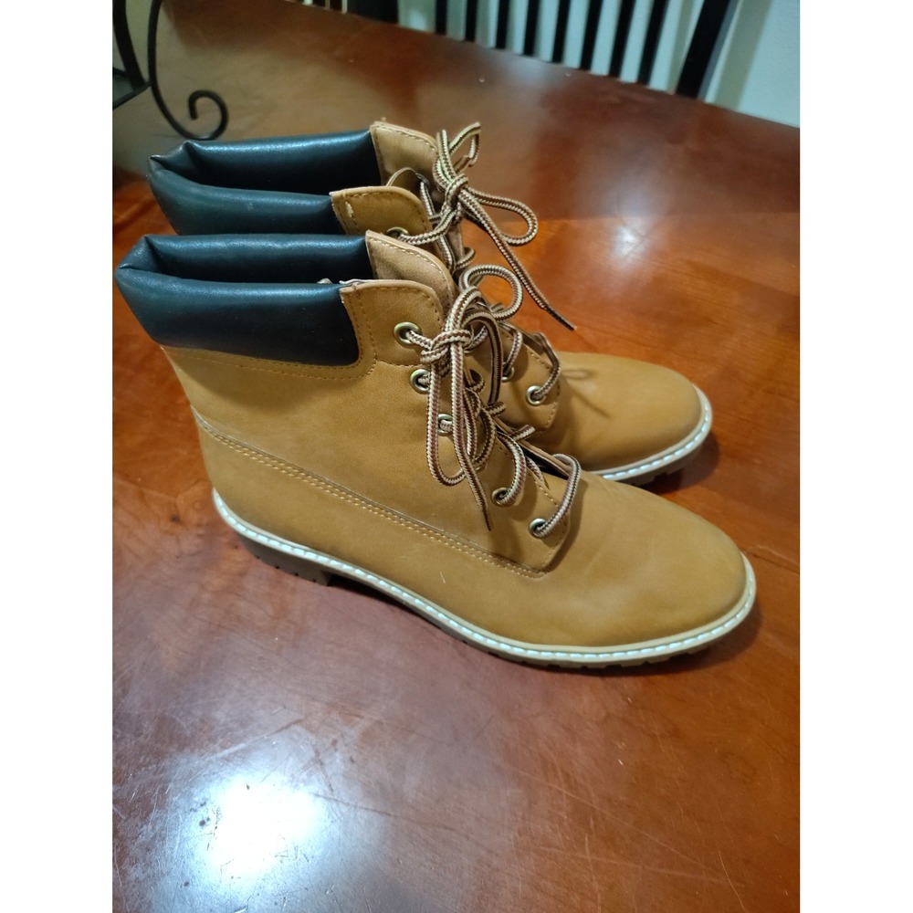 Mossimo Supply Co Womens Tan Wheat Lace Up Combat Ankle Boots Size 7.5 F16767013